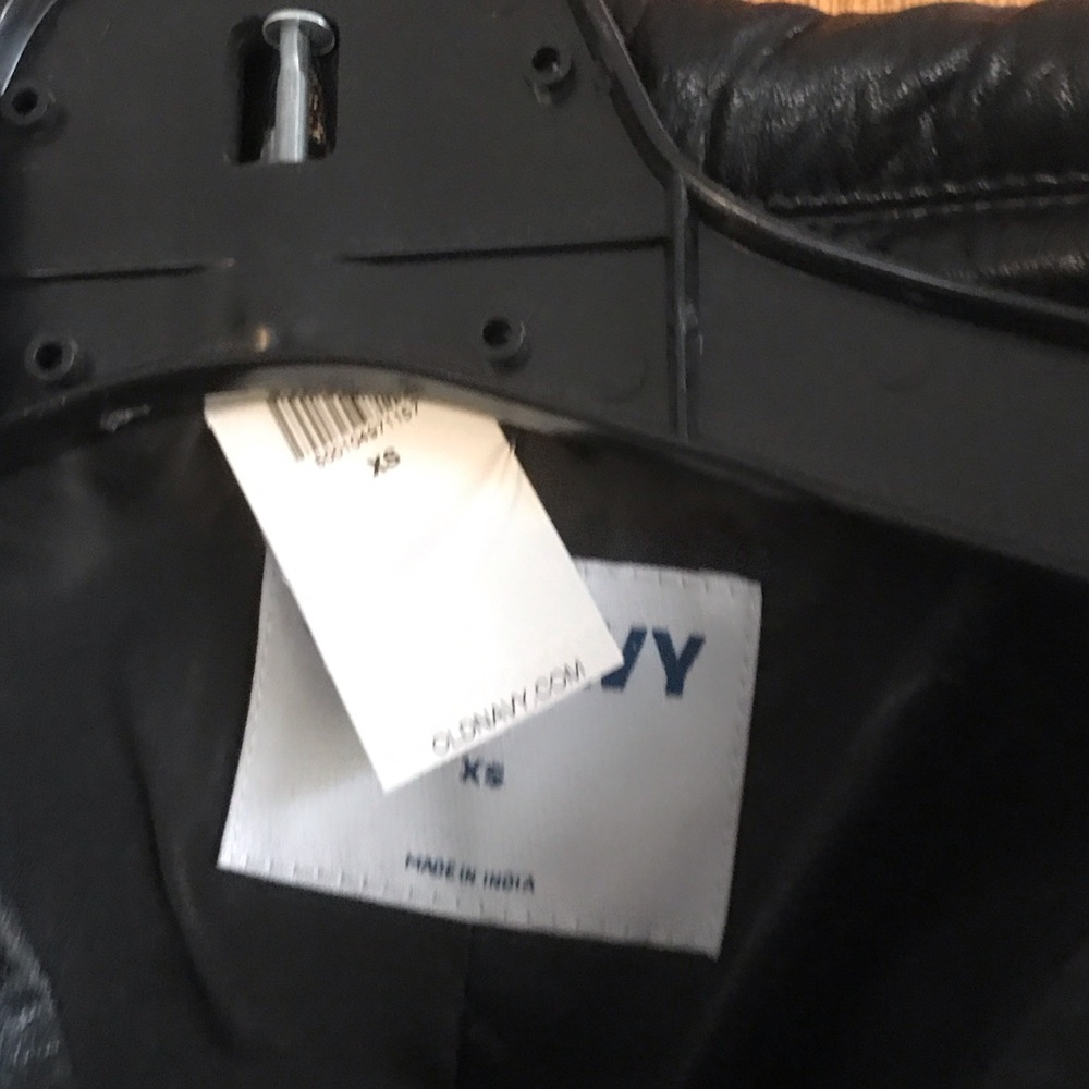 Old Navy Black Faux Leather Moto Jacket with Belt - Picture 2 of 4